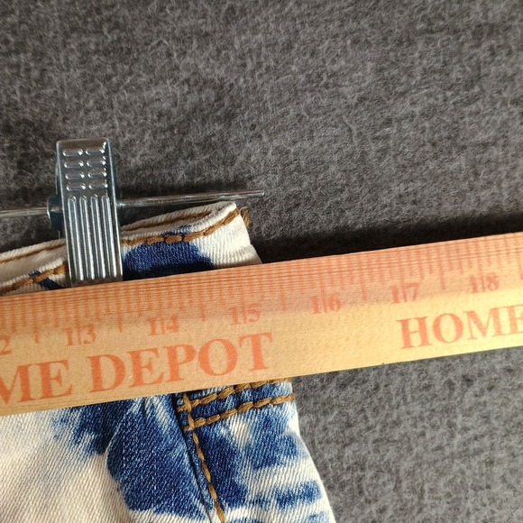 Bongo Jeans Womens 7 White Tie-Dyed Blue Stretch Straight Leg Logo Patch - Picture 6 of 11